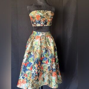 Tropical Strapless Dress with Floral Print
